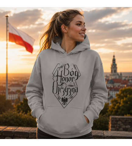 Damska bluza z kapturem B-H-O NAPIS CZARNY